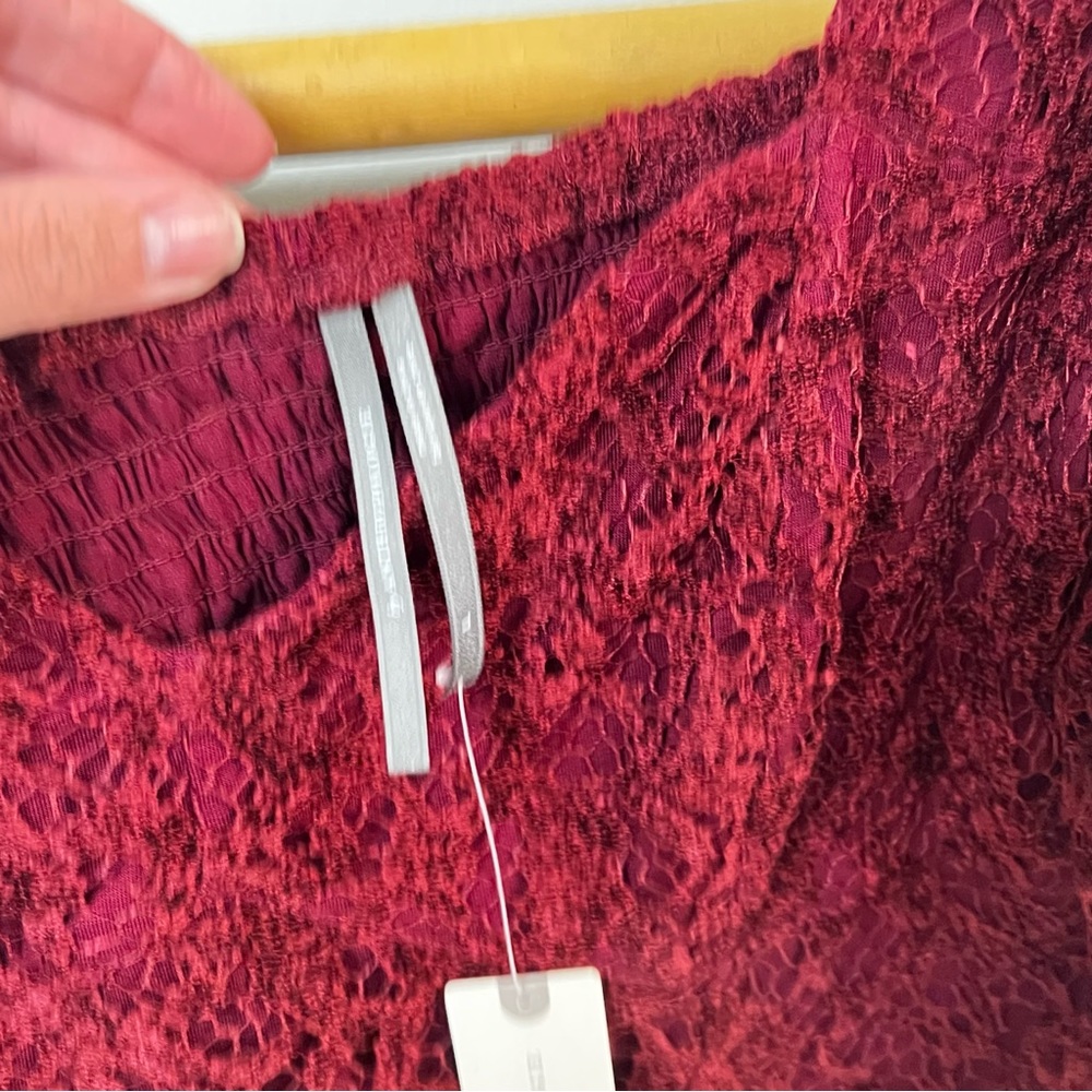 NWT Anthropologie burgundy /deep red lace sweetheart neckline top - Picture 7 of 10